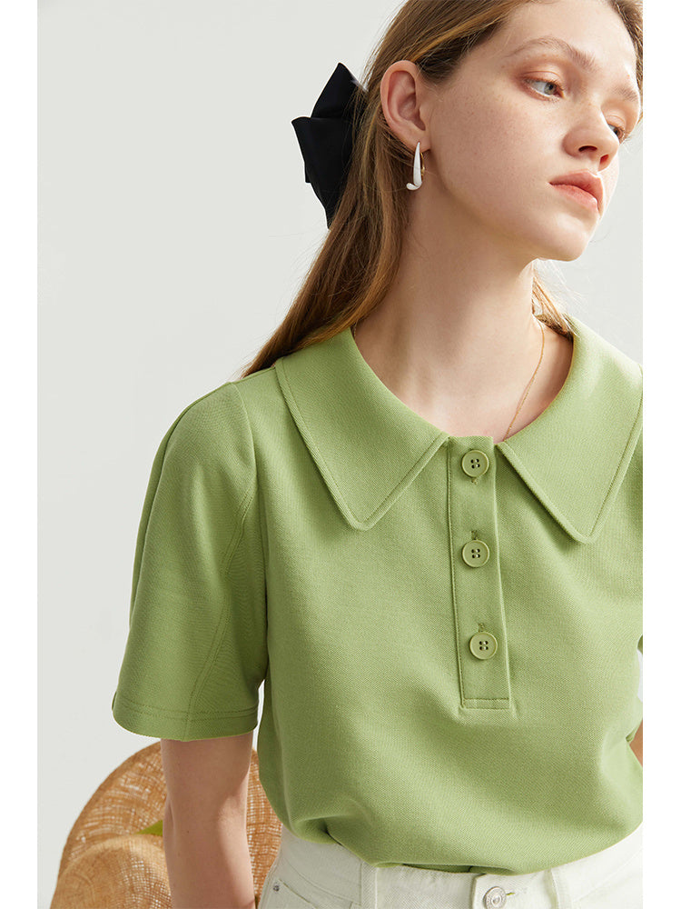Chemise élégante à manches courtes et col polo – Décontractée et chic