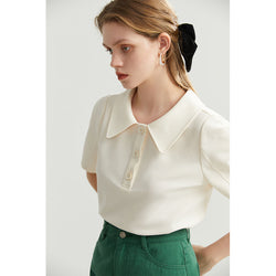 Chemise élégante à manches courtes et col polo – Décontractée et chic