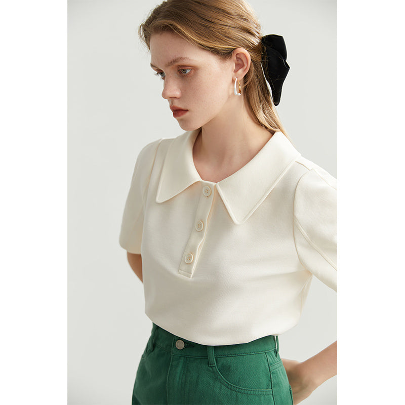 Chemise élégante à manches courtes et col polo – Décontractée et chic