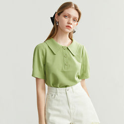 Chemise élégante à manches courtes et col polo – Décontractée et chic