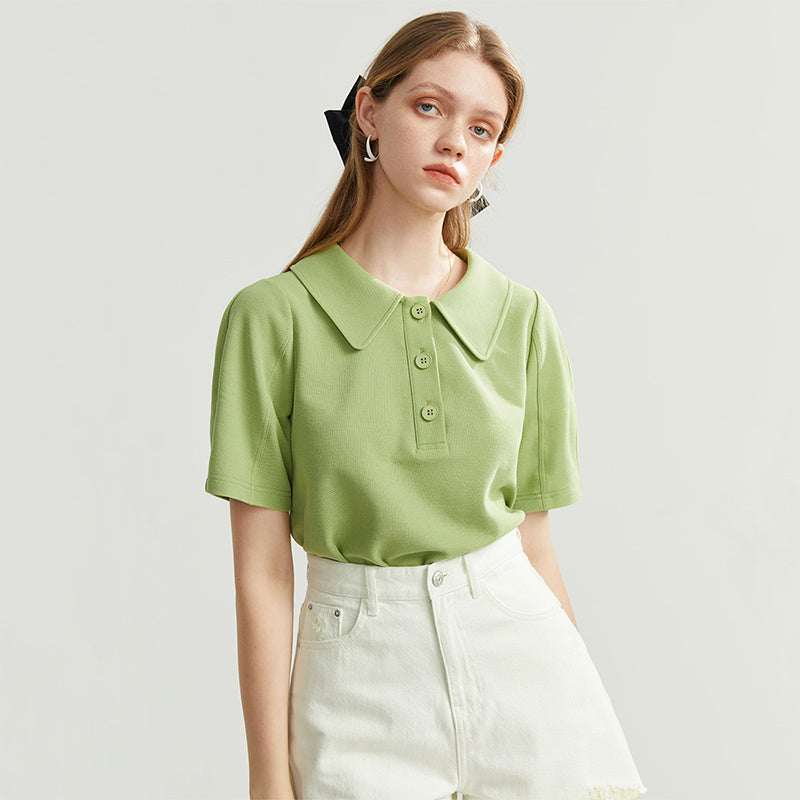 Chemise élégante à manches courtes et col polo – Décontractée et chic