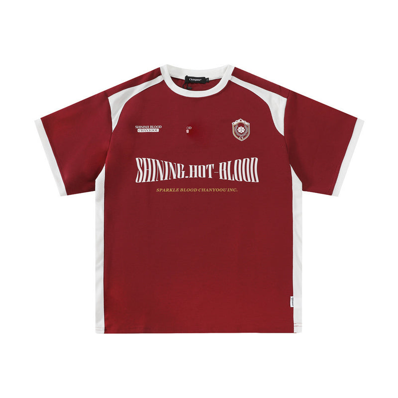 Men’s Athletic Streetwear T-Shirt – "Shining Hot Blood" Sports-Inspired Tee