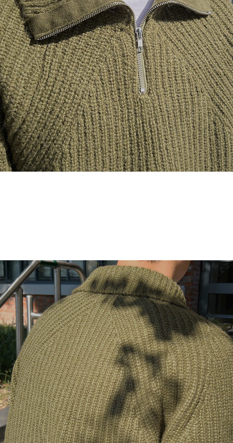 Suéter de punto de cuello alto para hombre: estilo casual, cálido y con media cremallera