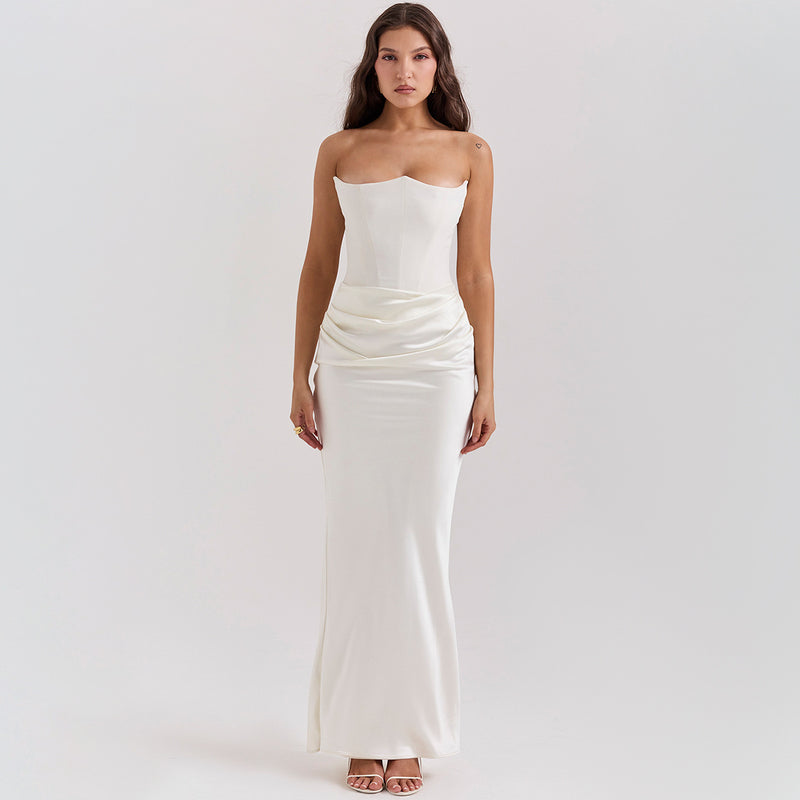 Strapless Draped Maxi Dress - Elegant Formal & Party Dress