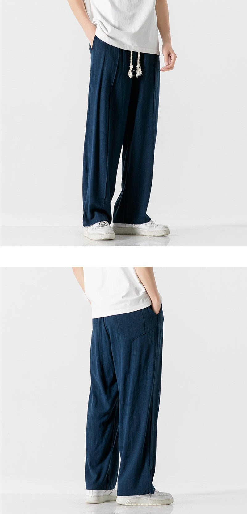 Men’s linen pants, wide leg linen trousers, drawstring pants men, rope tie pants, natural fabric trousers, loose fit summer pants, casual beach pants, boho men’s clothing, relaxed fit men’s fashion, minimalist men’s pants