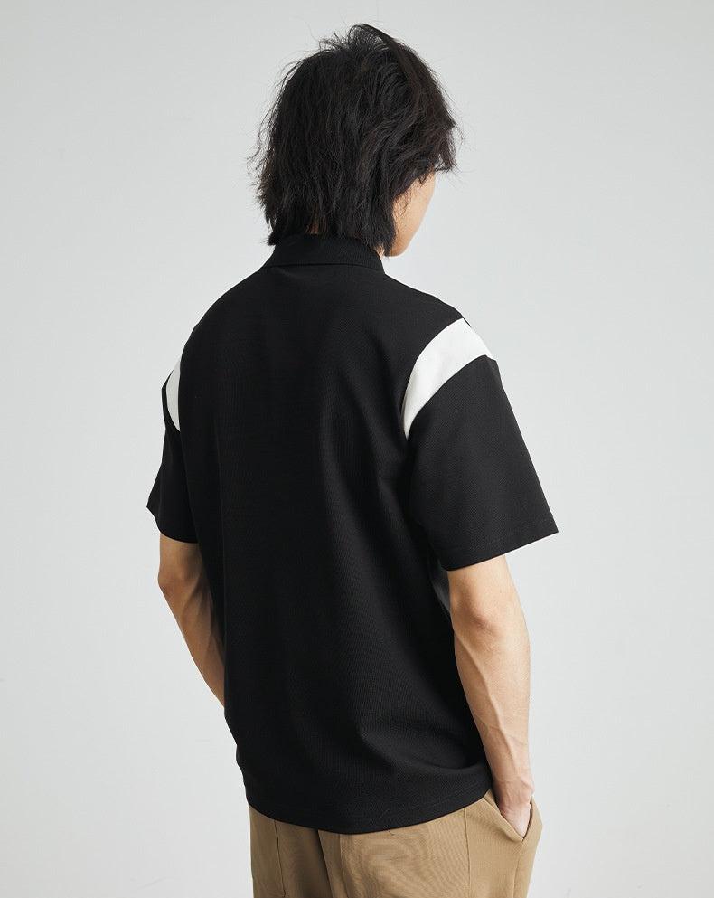 Men’s Minimalist Polo Shirt – Casual Luxury with Contrast Shoulder Detail