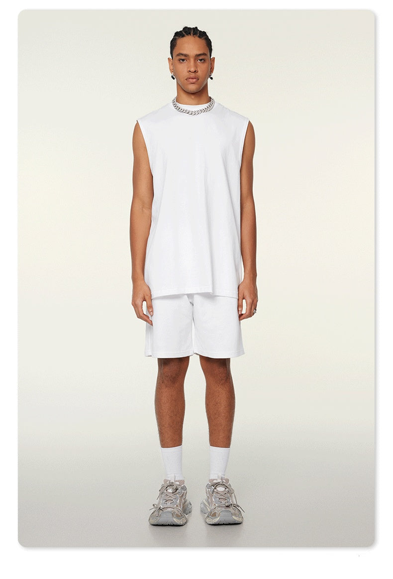 unisex tank top, oversized sleeveless tank, gender-neutral muscle tank, drop shoulder workout tank, relaxed fit gym tank, breathable oversized streetwear tank, minimalist fashion tank, trendy sleeveless oversized top