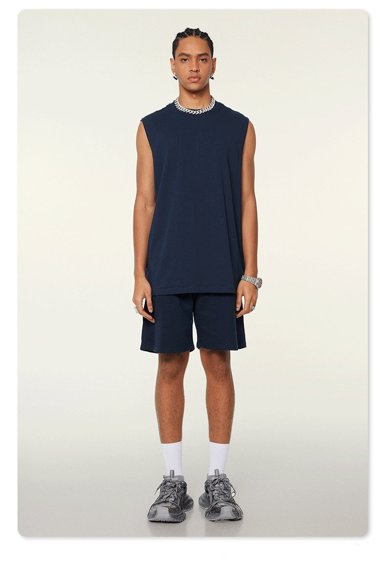 unisex tank top, oversized sleeveless tank, gender-neutral muscle tank, drop shoulder workout tank, relaxed fit gym tank, breathable oversized streetwear tank, minimalist fashion tank, trendy sleeveless oversized top