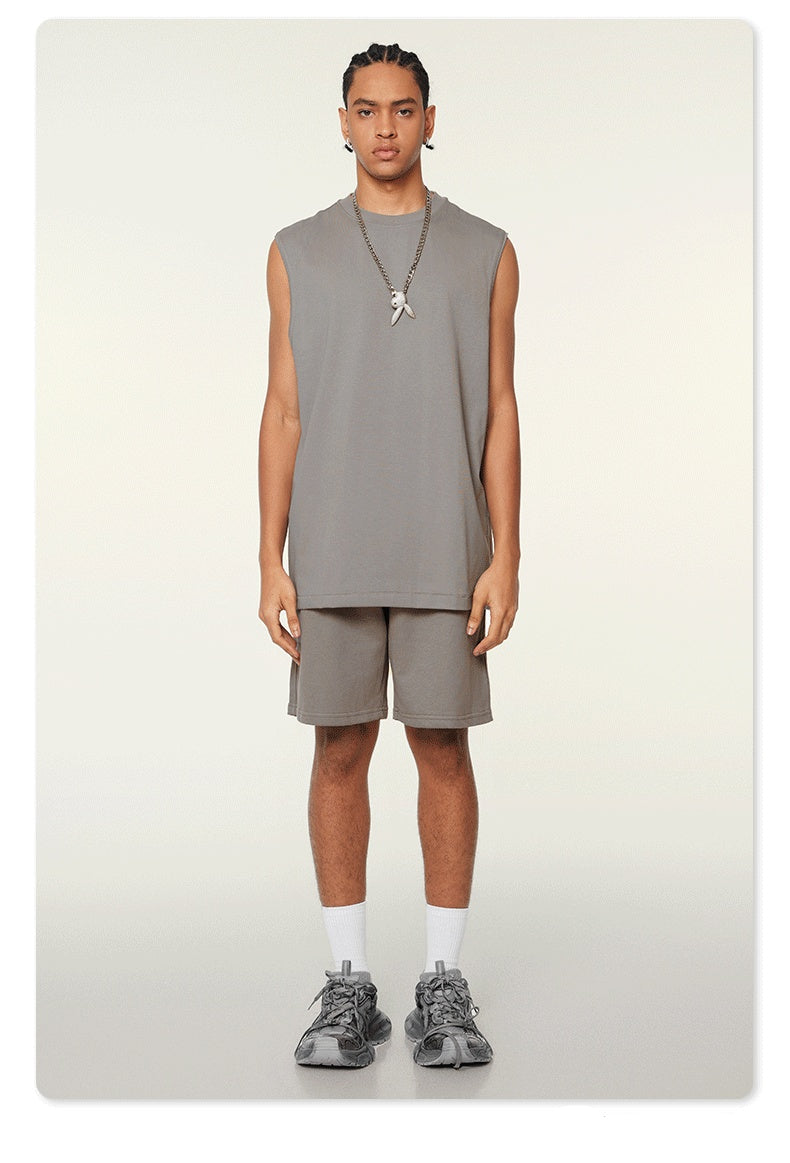 unisex tank top, oversized sleeveless tank, gender-neutral muscle tank, drop shoulder workout tank, relaxed fit gym tank, breathable oversized streetwear tank, minimalist fashion tank, trendy sleeveless oversized top