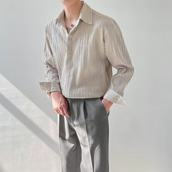 Chemise plissée à manches longues pour homme – Élégante chemise boutonnée texturée pour une tenue décontractée ou formelle