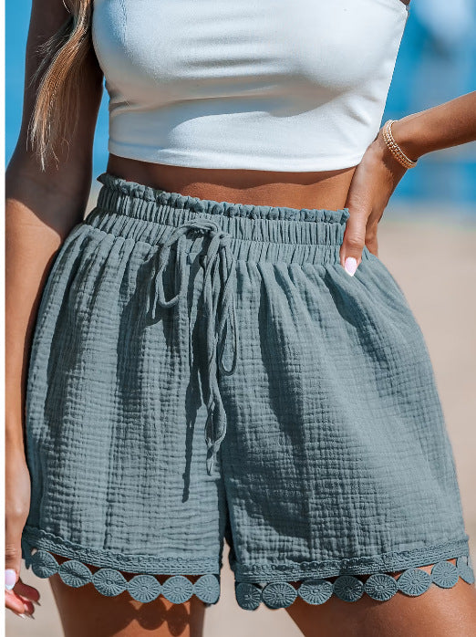 Trim Detail Shorts - High Waist Casual Shorts