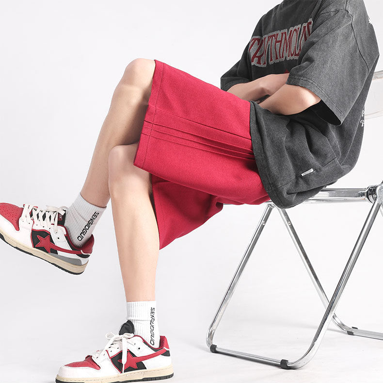 Side-Pleated Versatile Loose Track Shorts – Stylish & Comfortable for Any Activity