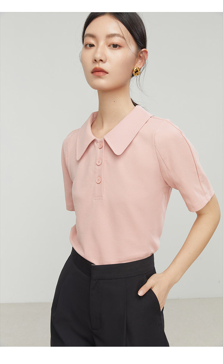 Chemise élégante à manches courtes et col polo – Décontractée et chic