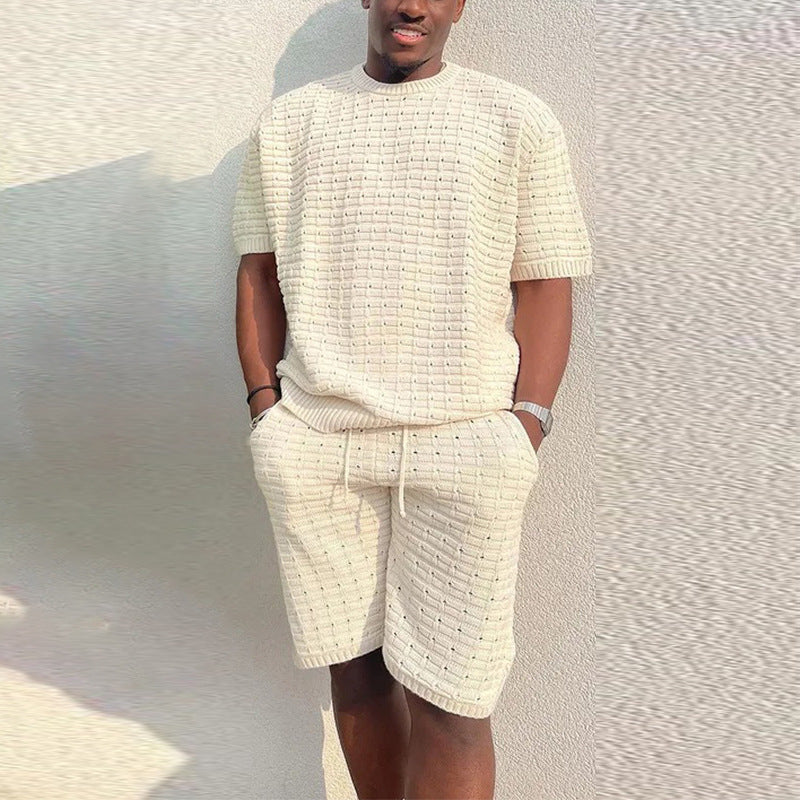 Men’s Knit Cord Set – Short-Sleeve Top & Shorts - Summer Co-Ord Outfit