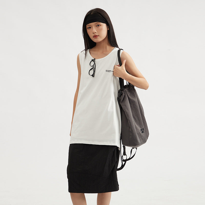 Túnica minimalista sin mangas: ropa urbana informal de gran tamaño
