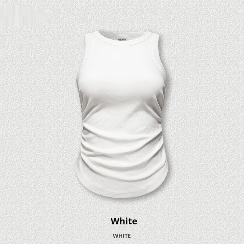 Washed Essential Ruched Tank Top – Sleeveless Vintage Streetwear