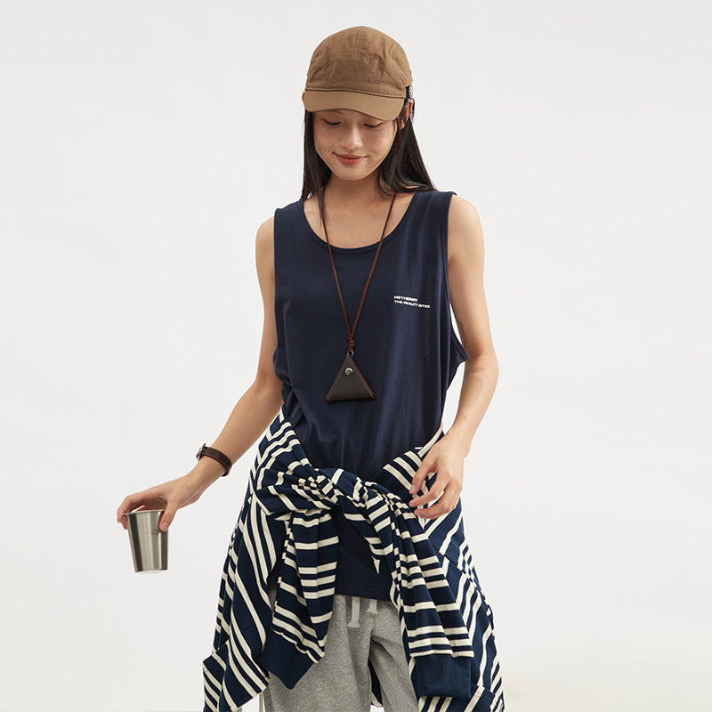 Túnica minimalista sin mangas: ropa urbana informal de gran tamaño