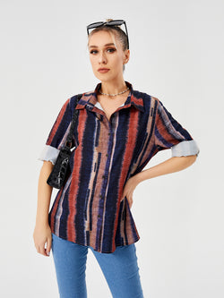 Chemise boutonnée oversize tendance pour femme – Chemisier décontracté à manches longues