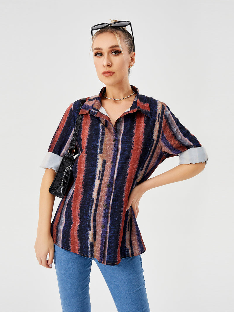 Chemise boutonnée oversize tendance pour femme – Chemisier décontracté à manches longues