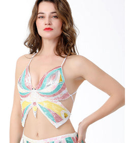 Backless Sequin Butterfly Crop Top – Festival & Party Must-Have