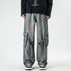 Men's Vintage Cargo Jeans – Wide-Leg Utility Denim Pants
