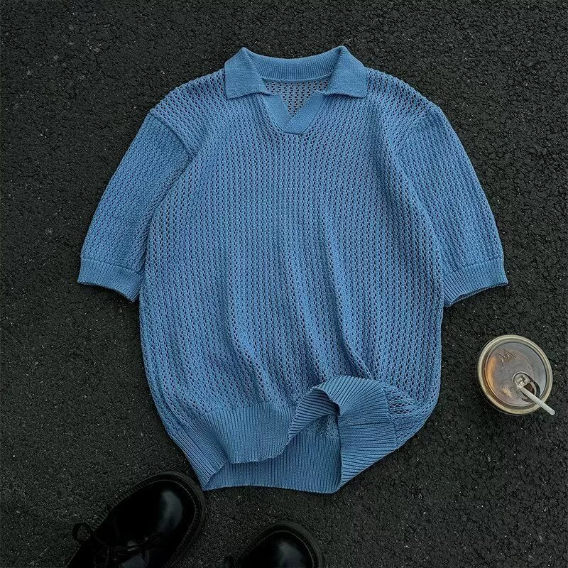 Light Blue Polo Knit Shirt

Men’s Half Sleeve Knitted Polo

Breathable Mesh Knitwear

Casual Loose Fit Sweater

Korean Fashion Polo Shirt

Open Knit Summer Top

Retro Textured Polo

Men’s Stylish Lightweight Knit

Relaxed Fit Polo Sweater

See-through Fashion Knit