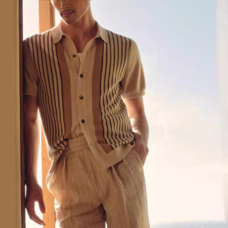 Vertical Stripe Knit Shirt

Men’s Summer Fashion

Casual Button-Down Shirt

Lightweight Collared Shirt

Retro Summer Shirt

Smart Casual Knit Shirt

Korean Men’s Style

Ribbed Shirt for Men

Soft Knit Top

Vacation Shirt Men