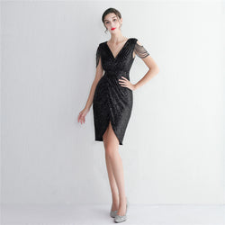 Black sequin dress
Cocktail party dress
Elegant evening dress
Little black dress
Sparkly black dress
Semi-formal evening dress
Black bodycon dress