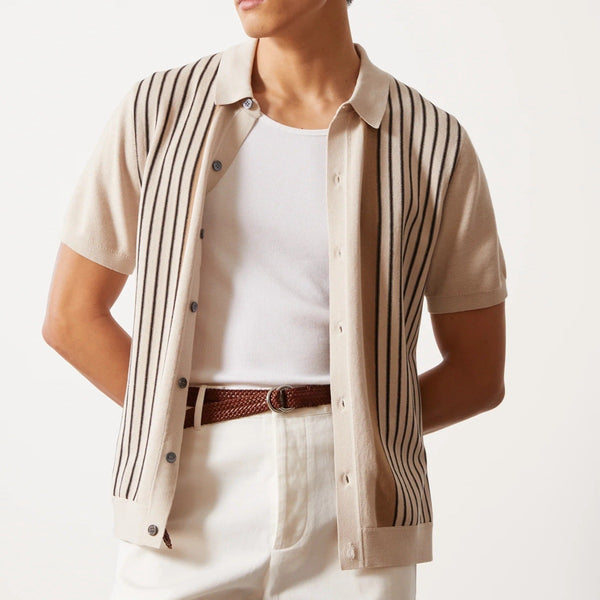 Vertical Stripe Knit Shirt

Men’s Summer Fashion

Casual Button-Down Shirt

Lightweight Collared Shirt

Retro Summer Shirt

Smart Casual Knit Shirt

Korean Men’s Style

Ribbed Shirt for Men

Soft Knit Top

Vacation Shirt Men