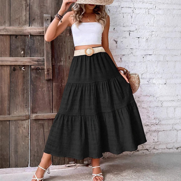 Boho Skirts, Maxi Skirt Black, Tiered Skirts, Casual Summer Skirts, Vacation Skirt, Beach Outfit Skirts, Long Skirts for Women, Elastic Waist Maxi, Lightweight Skirts