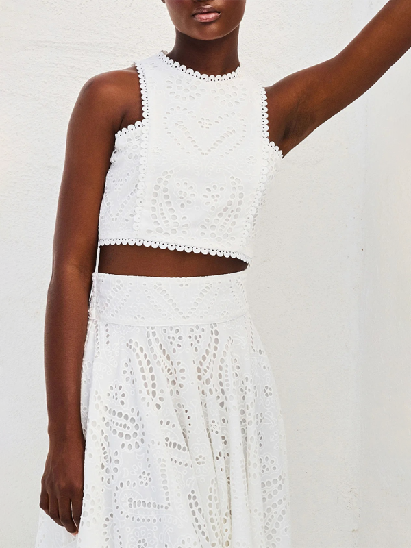 Pink two-piece set
Crop top and maxi skirt
Elegant summer outfit
Eyelet lace dress set
Wedding guest outfit
Vacation fashion dressVacation dress for women
Beach getaway outfit
Summer resort wear
Tropical vacation dress
Maxi skirt and crop top set