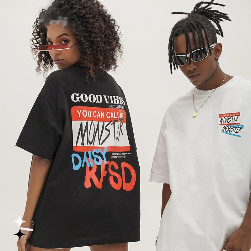 Oversized streetwear T-shirt
Unisex graphic tee
Trendy street fashion
Hip-hop style T-shirt
Casual urban wear