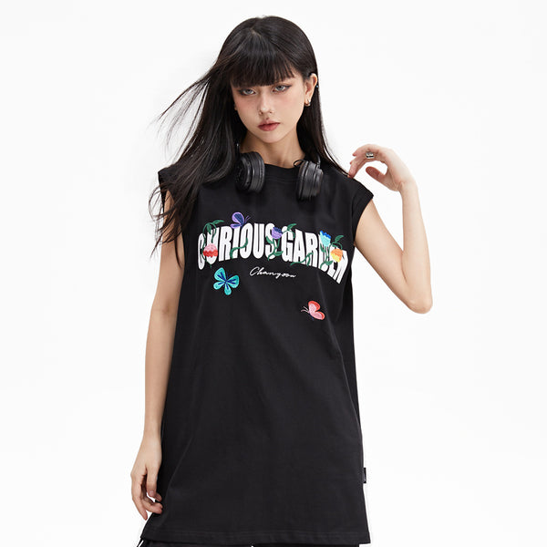 unisex tank top, oversized graphic muscle tee, gender-neutral sleeveless top, streetwear workout tank, casual relaxed-fit tank, breathable summer muscle tee, drop shoulder sleeveless top, trendy fashion tank, bold print oversized tee
