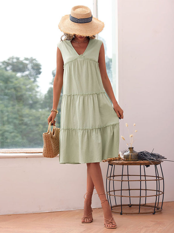 Sleeveless midi dress
Casual summer dress
Tiered A-line dress
Flowy midi dress
Lightweight vacation dress