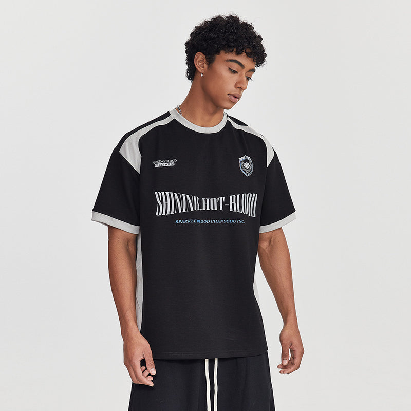Men's athletic streetwear T-shirt
Oversized sporty graphic tee
Casual urban sports T-shirt
Trendy hip-hop T-shirt for men
Breathable cotton athletic tee
