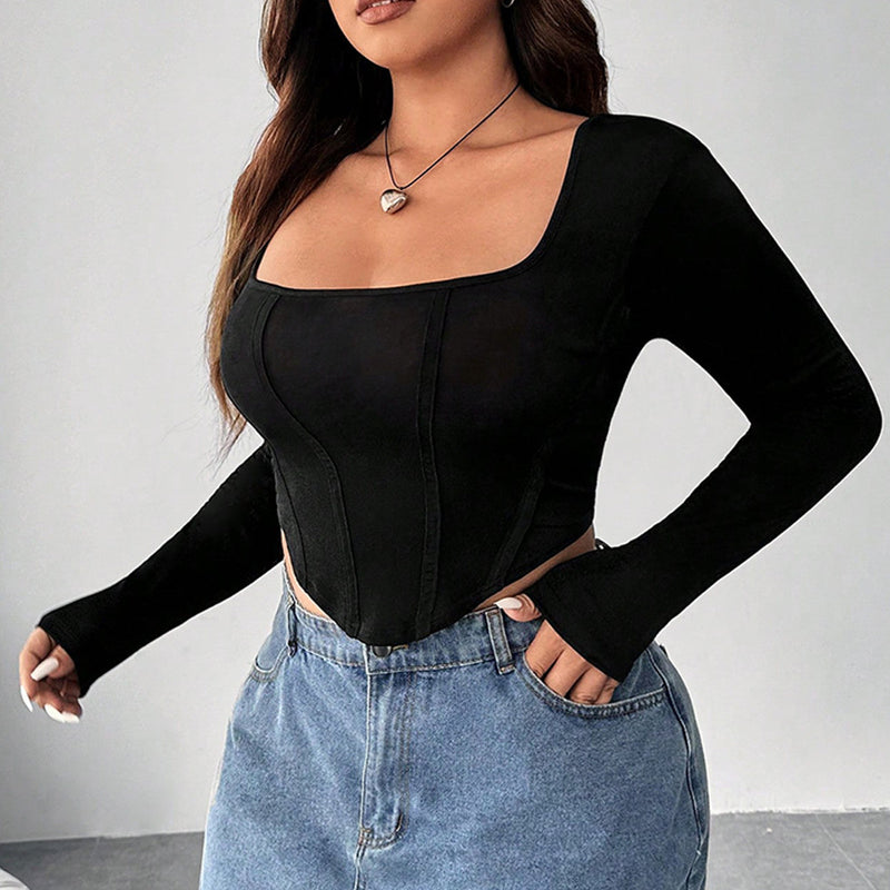 Women's Plus Size Clothing,
Square Collar Top,
Fishbone Design Top,
Stylish Plus Size Apparel,
Trendy Plus Size Fashion,
Elegant Plus Size Tops,
Comfortable Bottoming Top,
Chic Plus Size Fashion,
Versatile Women’s Top,
Everyday Plus Size Wear,
Flattering Plus Size Fit,
Unique Fishbone Detail,
Casual Plus Size Style,
Must-Have Plus Size Tops,
Fashion-Forward Women’s Clothing,
Perfect for Layering, 