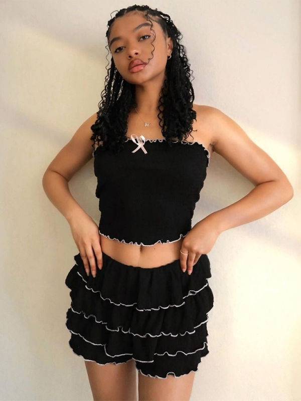 Ruffle two-piece set
Smocked crop top and shorts
Strapless summer outfit
Women’s trendy co-ord set
Casual matching set
Beachwear two-piece set
Stylish summer outfit
Fashionable crop top and shorts
Cute ruffle layered shorts
Vacation-ready co-ord set