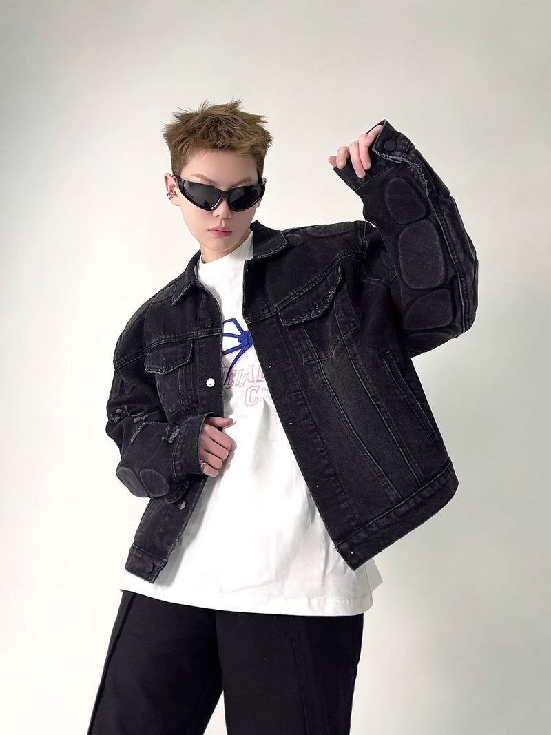 Men's ripped jacket,
Motorcycle denim jacket,
Ripped denim jacket, Casual outerwear,
Motorcycle jacket,
Stylish men's jacket,
Trendy denim jacket,
Essential outerwear,
Cool men's jacket,
Effortless style,
Timeless jacket,
Comfortable jacket,
Men's casual jacket,
Biker jacket,
Distressed denim jacket,
Quality denim,
Bold design,
