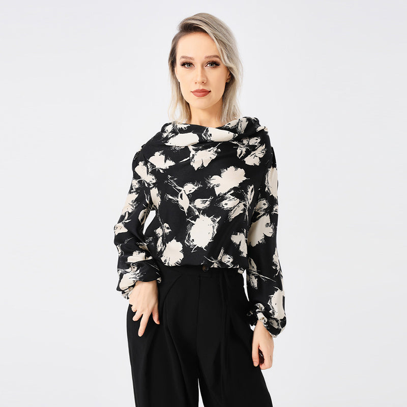 Floral print blouse
Women’s long sleeve top
Elegant cowl neck blouse
Office wear tops for women
Chic business casual outfit
Stylish work blouse
Fashionable women’s clothing
Classy floral top
Trendy women’s fashion