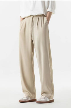 Men’s wide-leg trousers
High-waist pleated pants
Relaxed-fit dress pants
wide-leg formal trousers
Fashionable men’s pleated pants