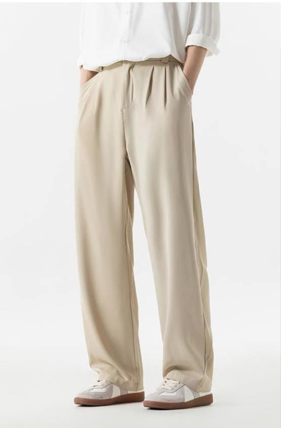 Men’s wide-leg trousers
High-waist pleated pants
Relaxed-fit dress pants
wide-leg formal trousers
Fashionable men’s pleated pants