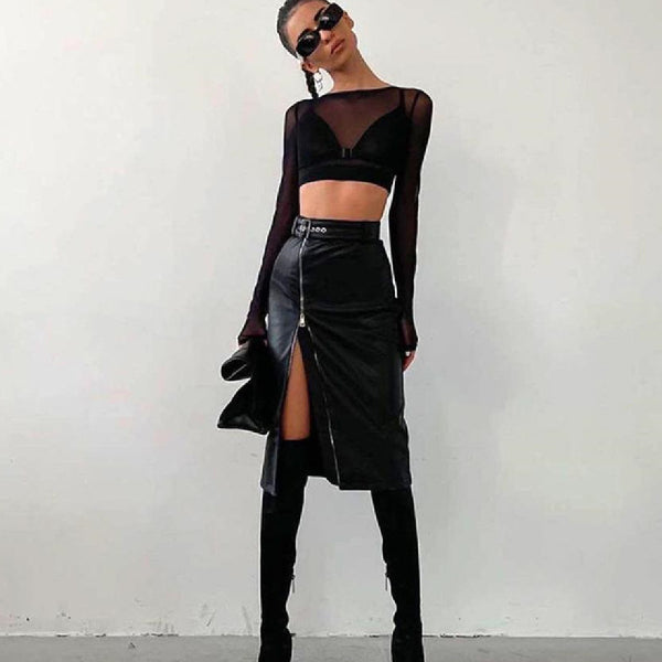 faux leather skirt, black slit skirt, high waist midi skirt, edgy leather skirt, vegan leather fashion, streetwear skirt, belted midi skirt, leather pencil skirt, party outfit women, trendy skirts 2025