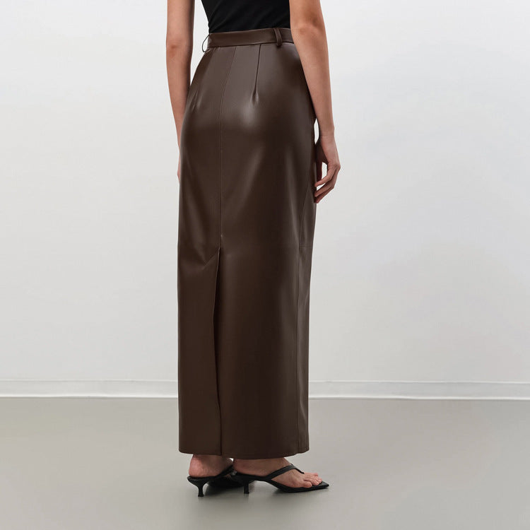 Faux Leather Skirt, Brown Pencil Skirt, Vegan Leather Maxi, Minimalist Fashion, PU Leather Skirt, High Waist Skirt, Fall Skirts, Streetwear Women, Chic Office Skirt