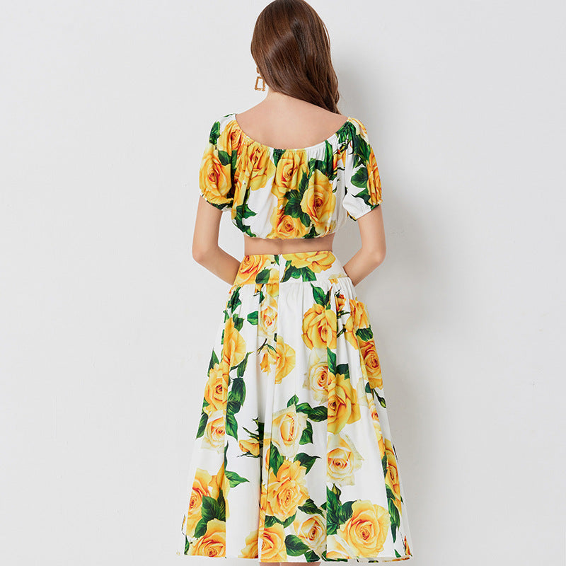 Women’s floral co-ord set
Summer two-piece outfit
Off-shoulder crop top set
Vacation outfit for women
Elegant summer dress set
Yellow floral skirt set
Stylish resort wear