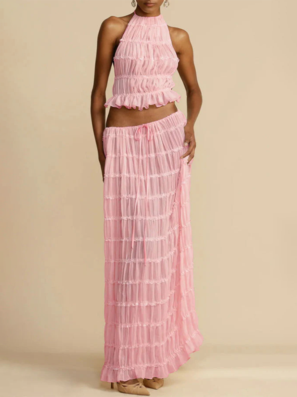 Boho two-piece set
Resort wear outfit
Elegant summer set
Flowy beach outfit
Vacation-ready fashion
Chic crop top and pants set