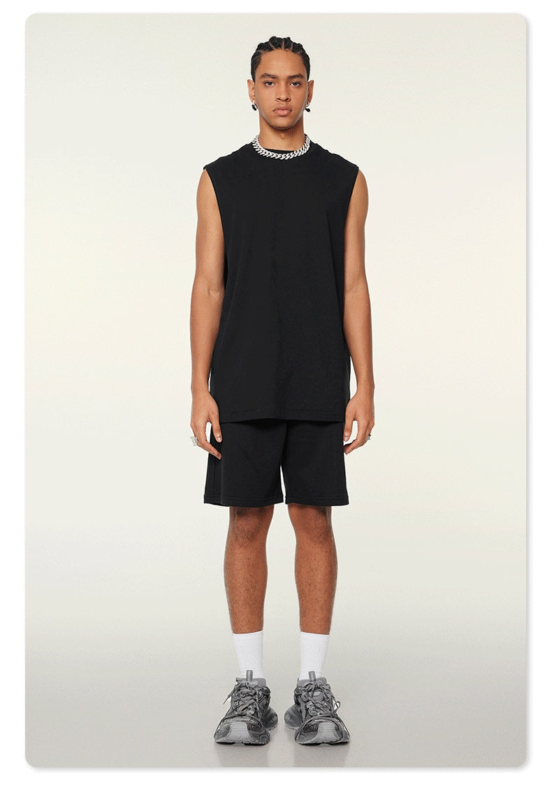 unisex tank top, oversized sleeveless tank, gender-neutral muscle tank, drop shoulder workout tank, relaxed fit gym tank, breathable oversized streetwear tank, minimalist fashion tank, trendy sleeveless oversized top