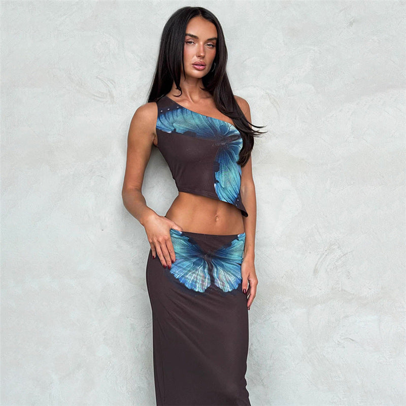 Women’s butterfly print outfit
Two-piece maxi skirt set
Asymmetrical crop top set
Trendy summer co-ord
Sexy vacation outfit
Clubwear fashion for women
Statement print two-piece