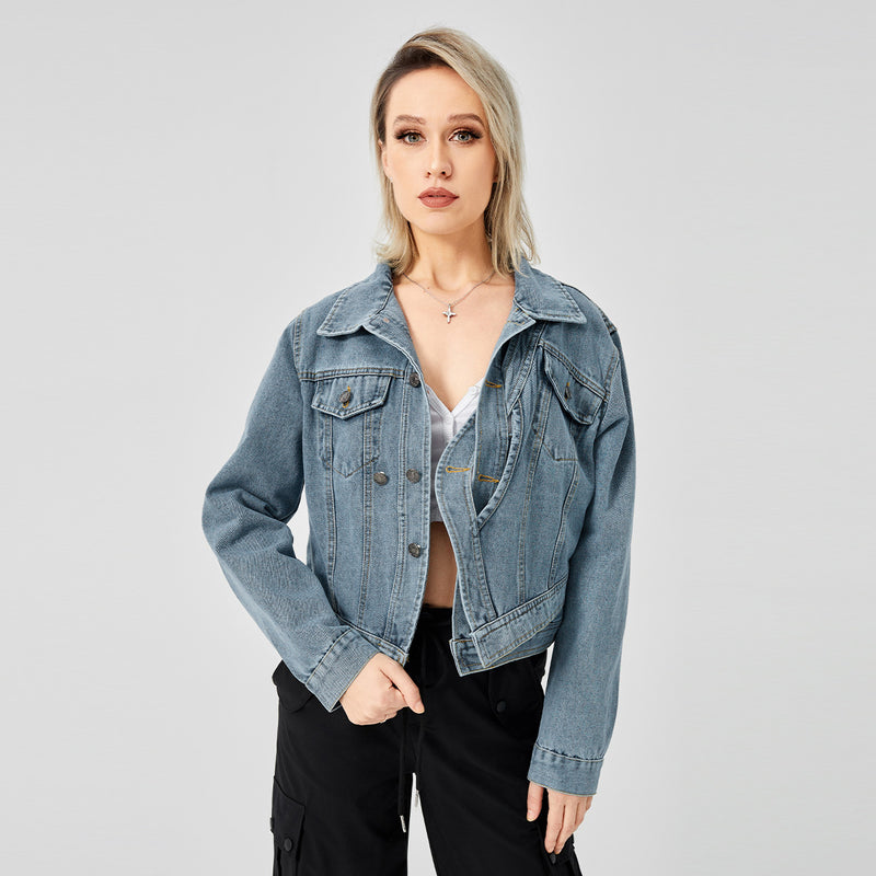 Women's oversized denim jacket
Vintage washed jean jacket
Trendy streetwear denim jacket
Casual oversized jacket for women
Fashionable denim outerwear