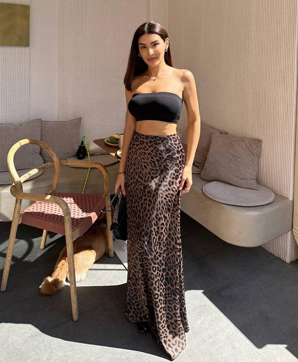 Leopard Skirt, Maxi Skirt for Women, Animal Print Fashion, High Waist Skirt, Satin Maxi Skirt, Street Style Skirts, Boho Leopard Maxi, Evening Skirts for Women, Party Skirt Animal Print