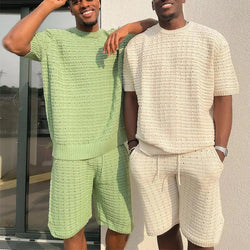 Men’s knit two-piece set
Summer casual outfit for men
Short-sleeve sweater set
Matching men’s knitwear
Men’s breathable summer set
Lightweight knitted shorts and t-shirt for men
Cozy short-sleeve knit lounge set
Trendy summer streetwear for men
